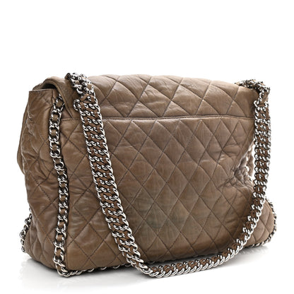 Chanel Washed Lambskin Quilted Maxi Chain Around Flap Taupe 3 of 11