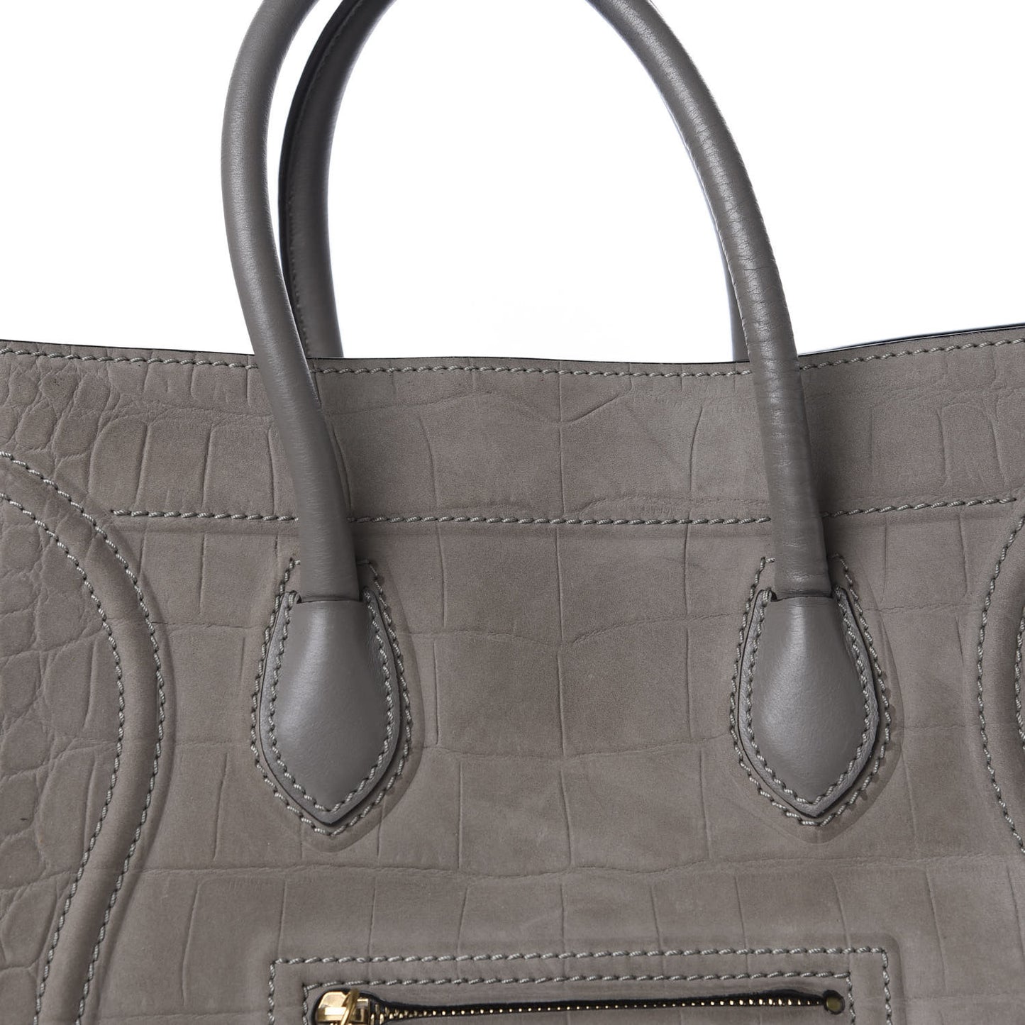 Crocodile Embossed Nubuck Medium Phantom Luggage Grey