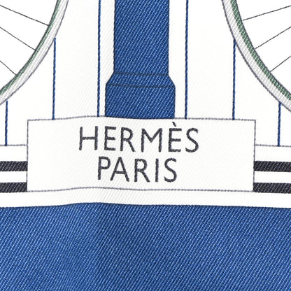 Hermes Silk Vintage Les Becanes Scarf 70 Marine Clair White 2 of 5
