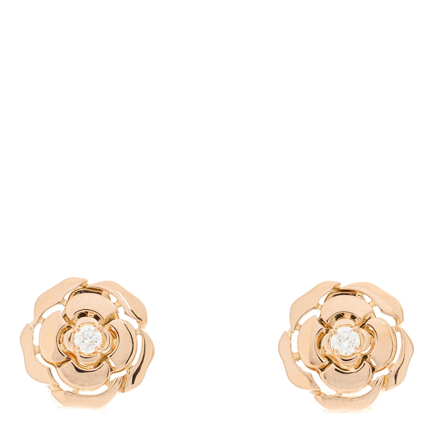 18K Rose Gold Diamond Extrait de Camelia Earrings