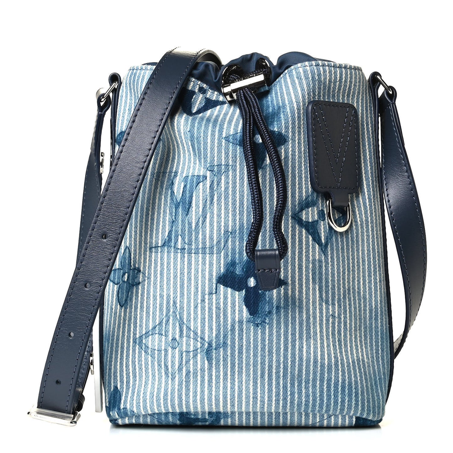 Hickory Stripes Denim Monogram Watercolor Sac Marin BB Blue