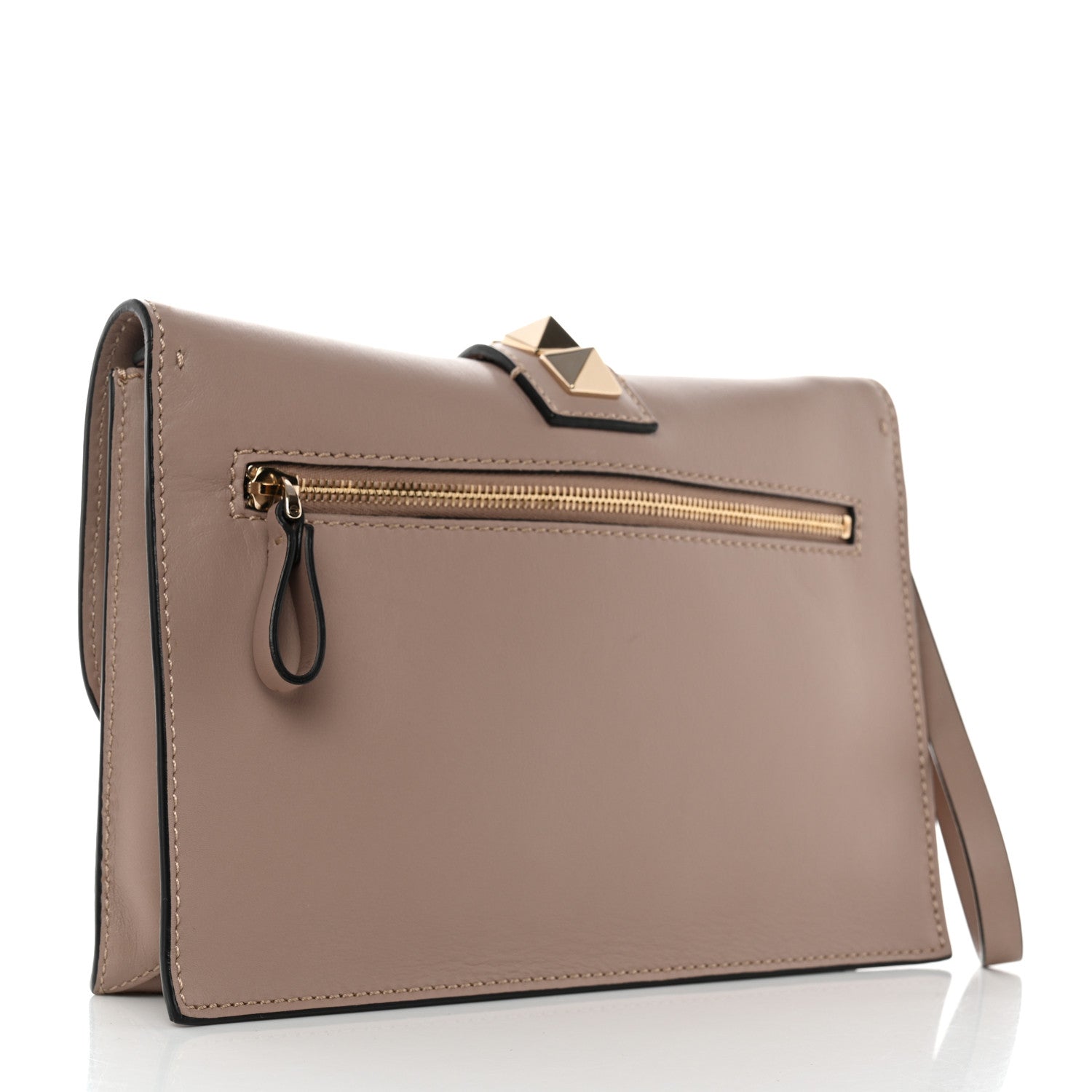 Valentino Garavani Vitello Glam Lock Rockstud Clutch Poudre 3 of 10
