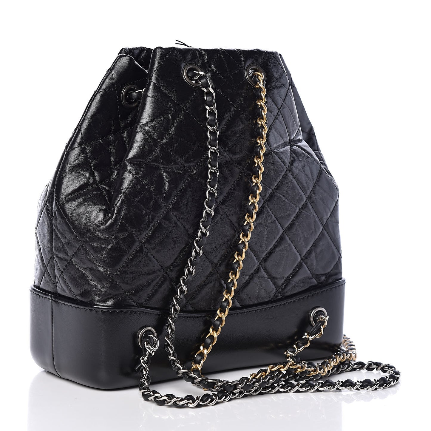 Aged Calfskin Quilted Small Gabrielle Backpack Black