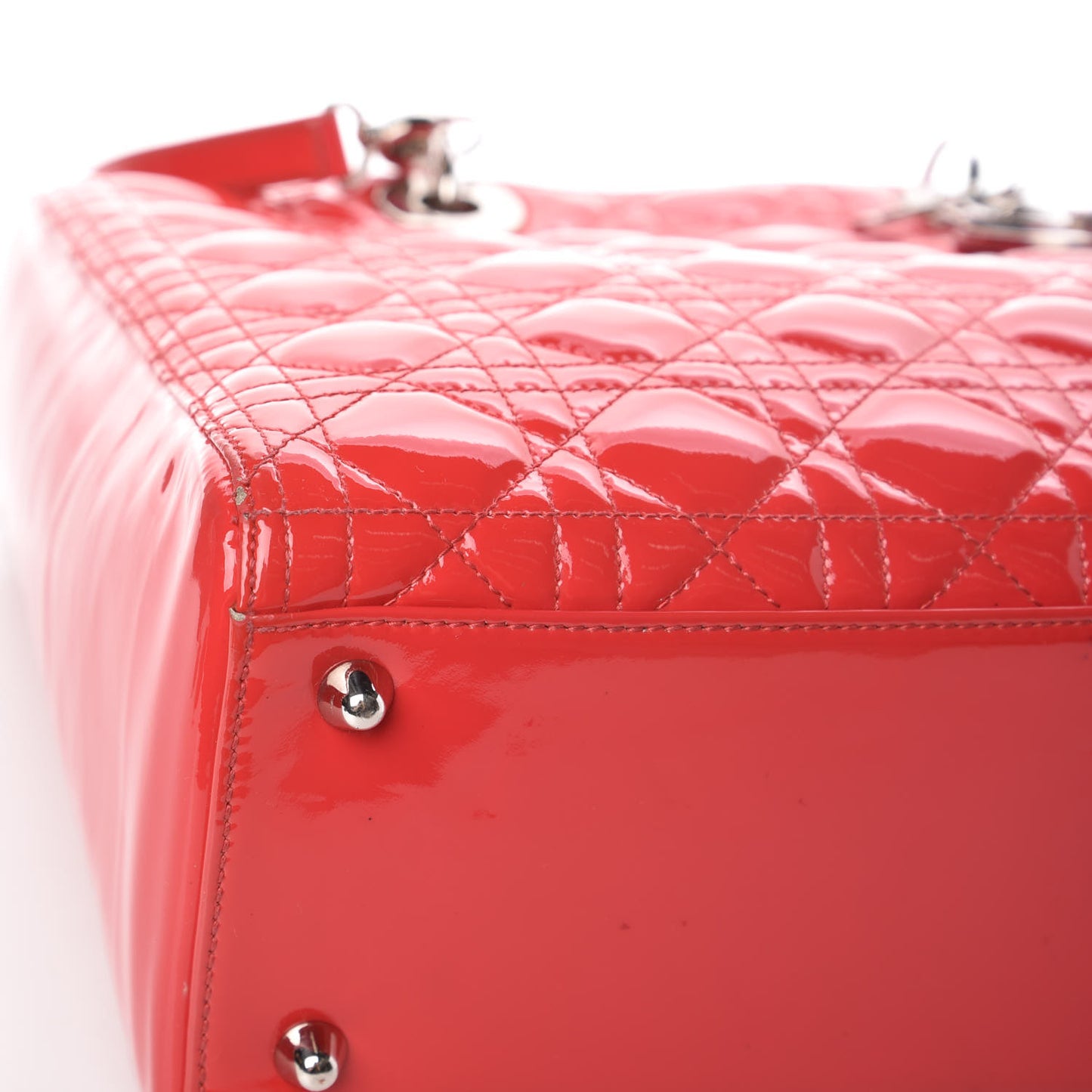 Patent Cannage Large Lady Dior Red