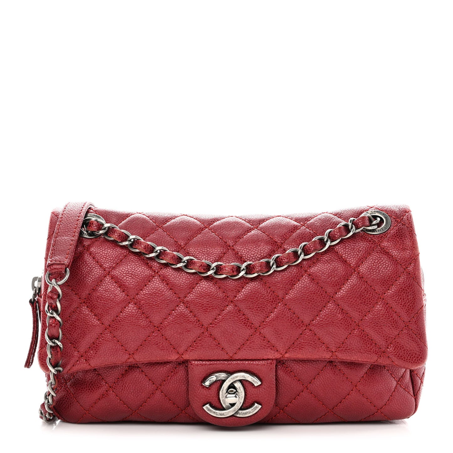 Caviar Quilted Jumbo Easy Flap Red