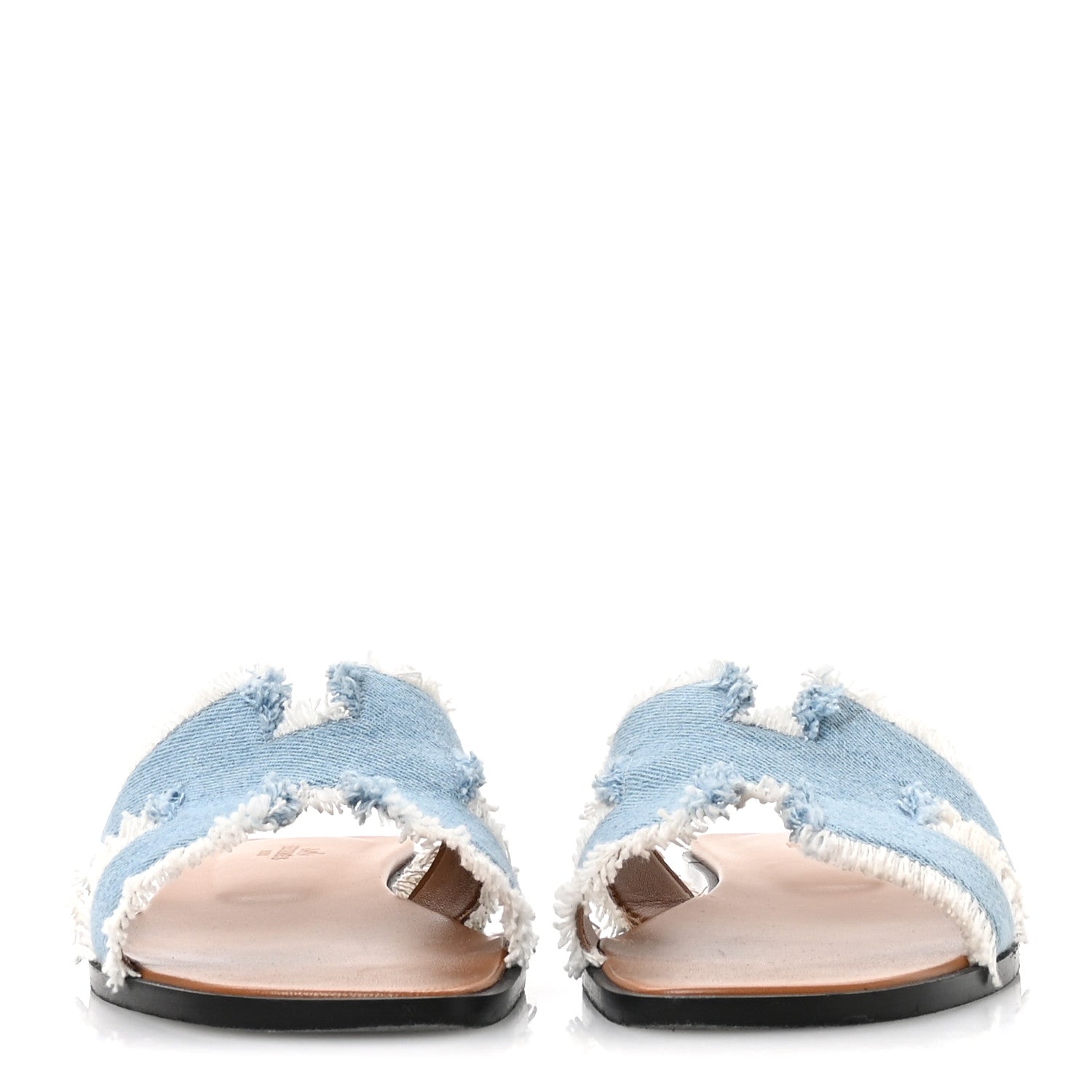 Hermes Denim Oran Fringe Sandals 40 Bleu Clair 3 of 9