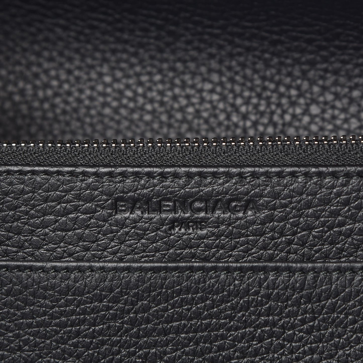 Grained Calfskin Classic Silver Hardware Wallet on Chain Black