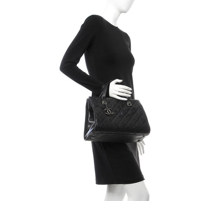 Chanel Crumpled Grained Calfskin Quilted CC Crave Tote Black 2 of 7