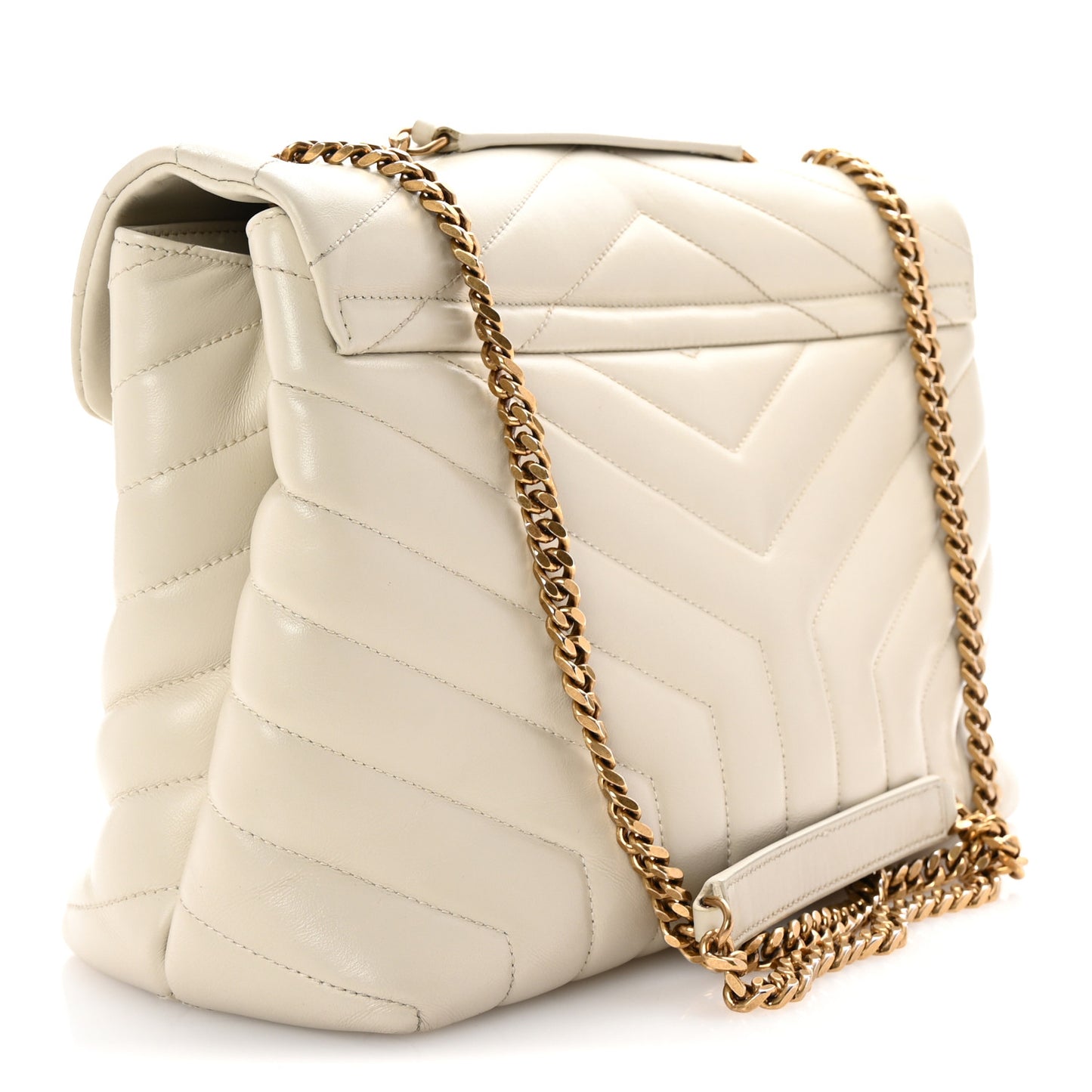 Calfskin Y Quilted Monogram Medium Loulou Chain Satchel Crema Soft