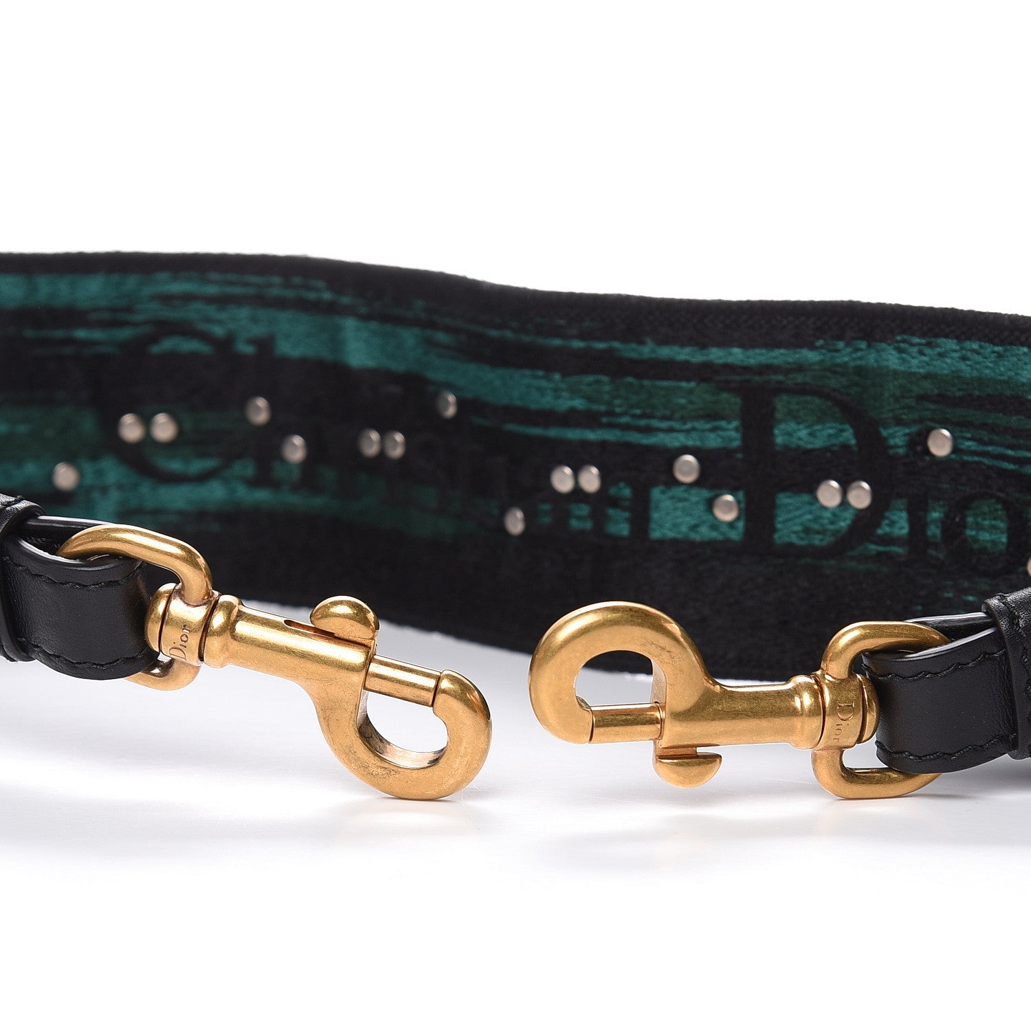 Christian Dior Canvas Embroidered Studded Checkered Shoulder Strap Green 3 of 5