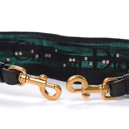 Christian Dior Canvas Embroidered Studded Checkered Shoulder Strap Green 3 of 5