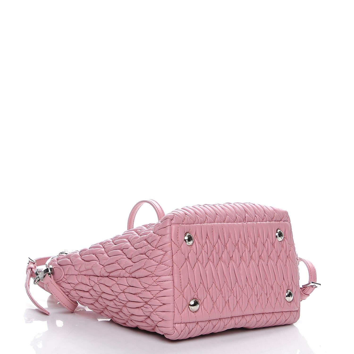 Miu Miu Nappa Matelasse Swarovski Crystal Tote Rosa 5 of 8