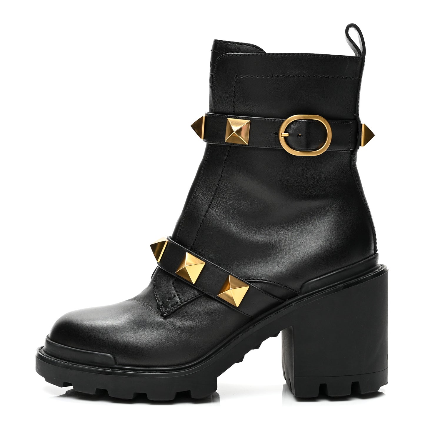 Calfskin Roman Stud 20/85mm Combat Boots 39.5 Black