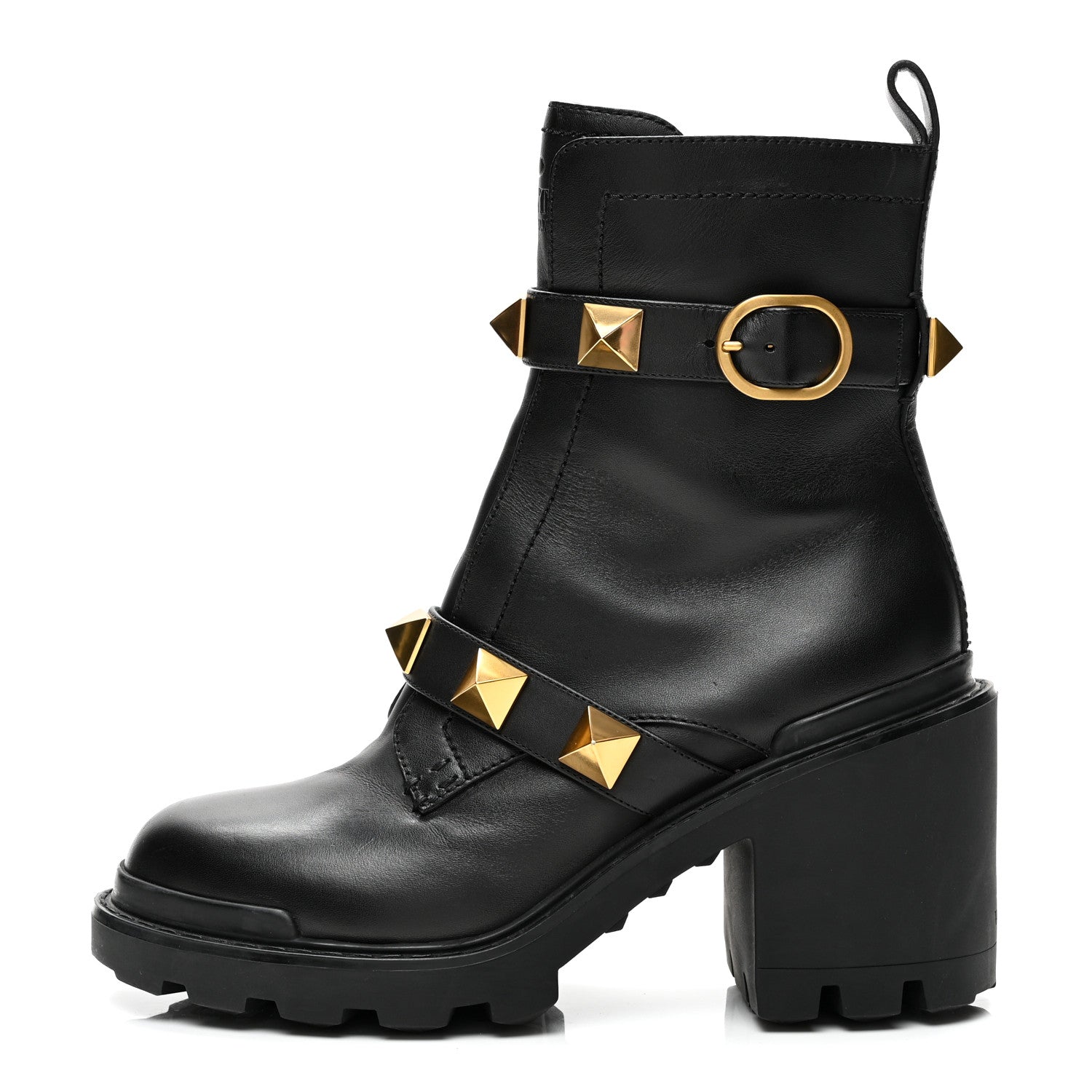 Valentino Garavani Calfskin Roman Stud 20/85mm Combat Boots 39.5 Black 1 of 9
