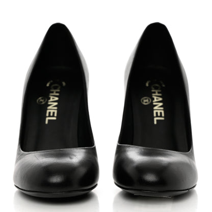 Chanel Lambskin Logo Pumps 37 Black 2 of 14