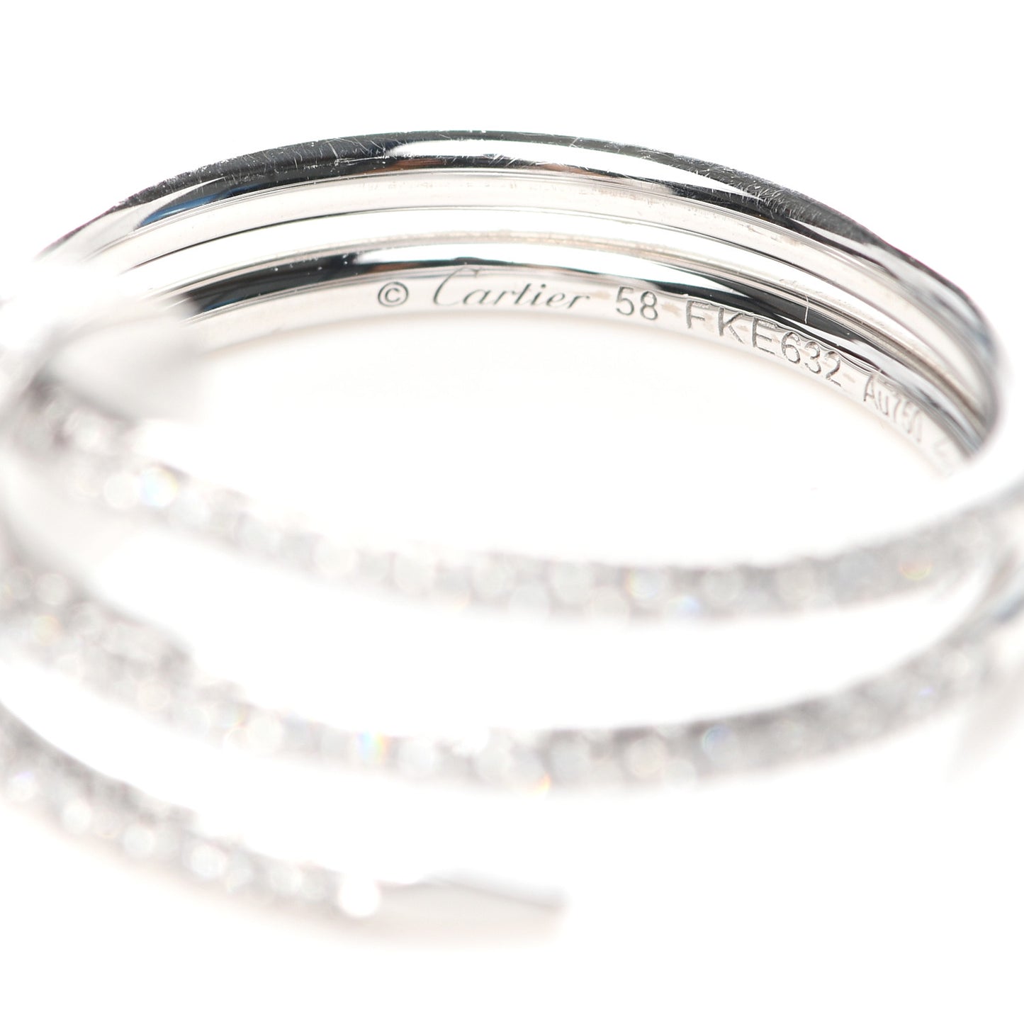 18K White Gold Diamond Double Juste Un Clou Paved Ring 58 8.25