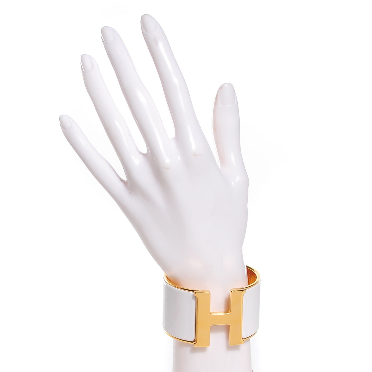 Hermes Enamel Extra Wide Clic Clac H Bracelet PM White 2 of 6