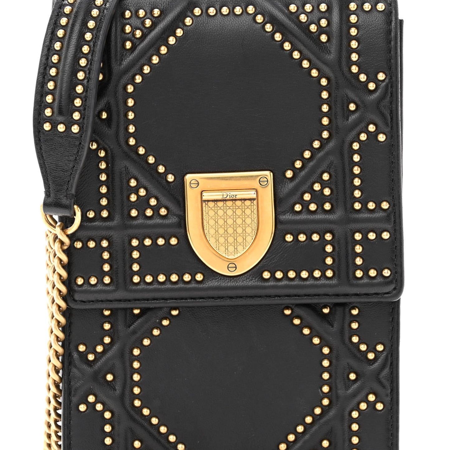 Lambskin Studded Vertical Diorama Black
