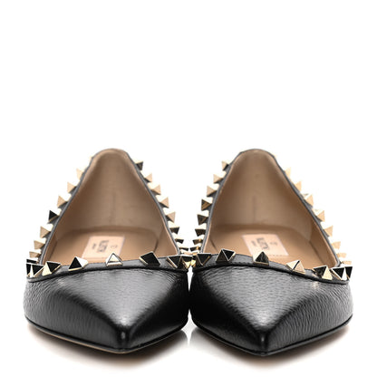 Valentino Garavani Pebbled Calfskin Rockstud Ballerina Flats 36 Black 2 of 12