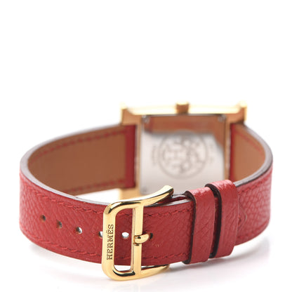 Hermes Stainless Steel Epsom 21mm Heure H Hour Quartz Watch Rouge 3 of 5