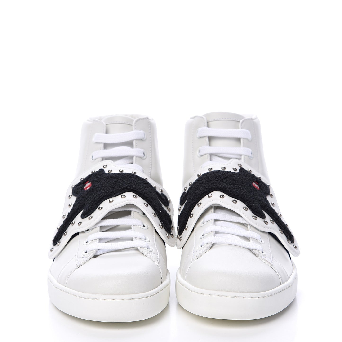 Calfskin Web Panther Removable Patches Mens Ace High Top Sneakers 8.5 White