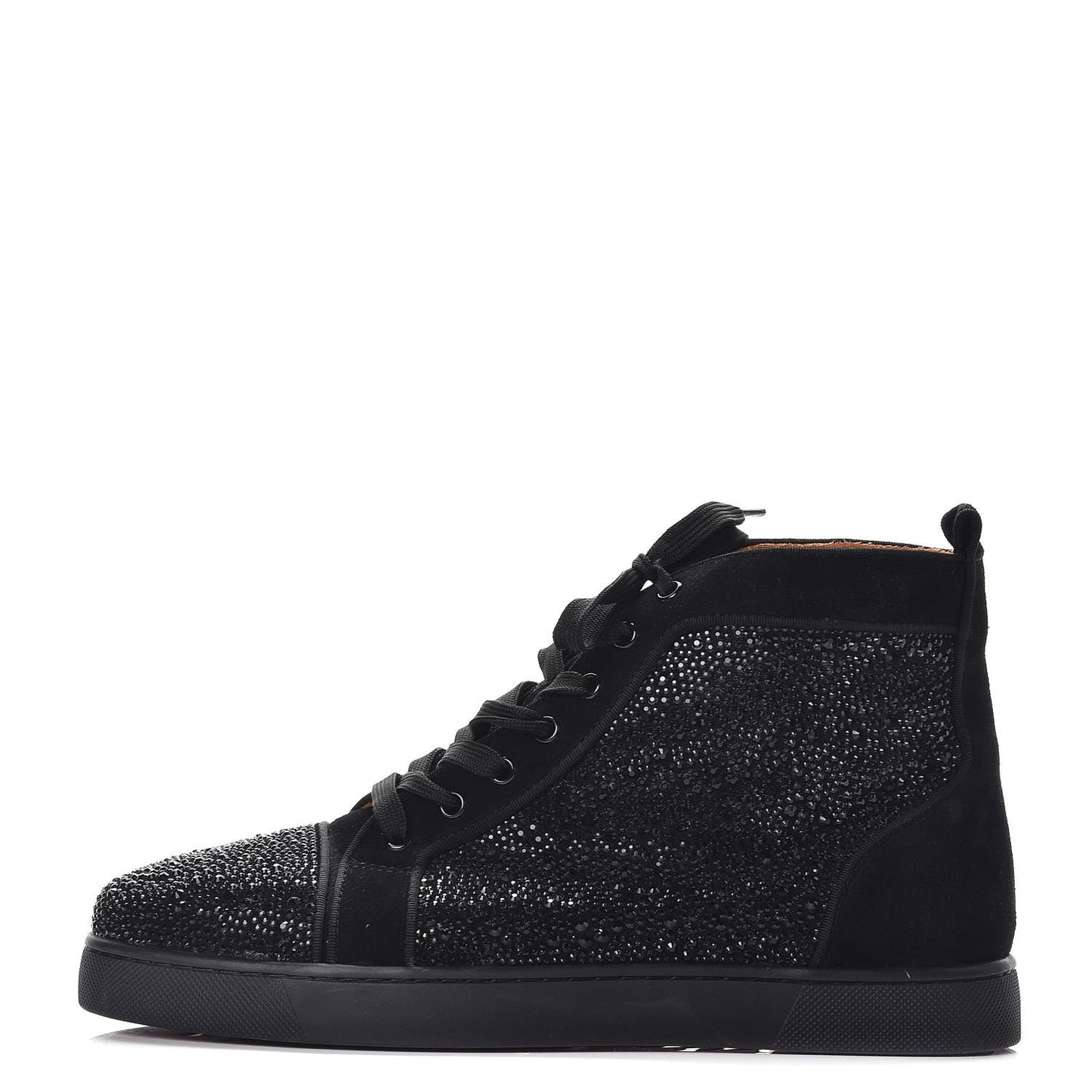Mens Veau Velours Strass Louis Flat Sneakers 44 Black
