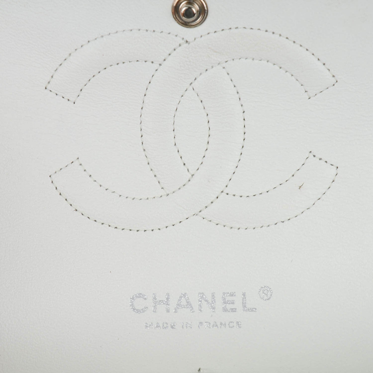 Chanel Distressed Patent Quilted Medium Double Flap Ivory 6 of 8
