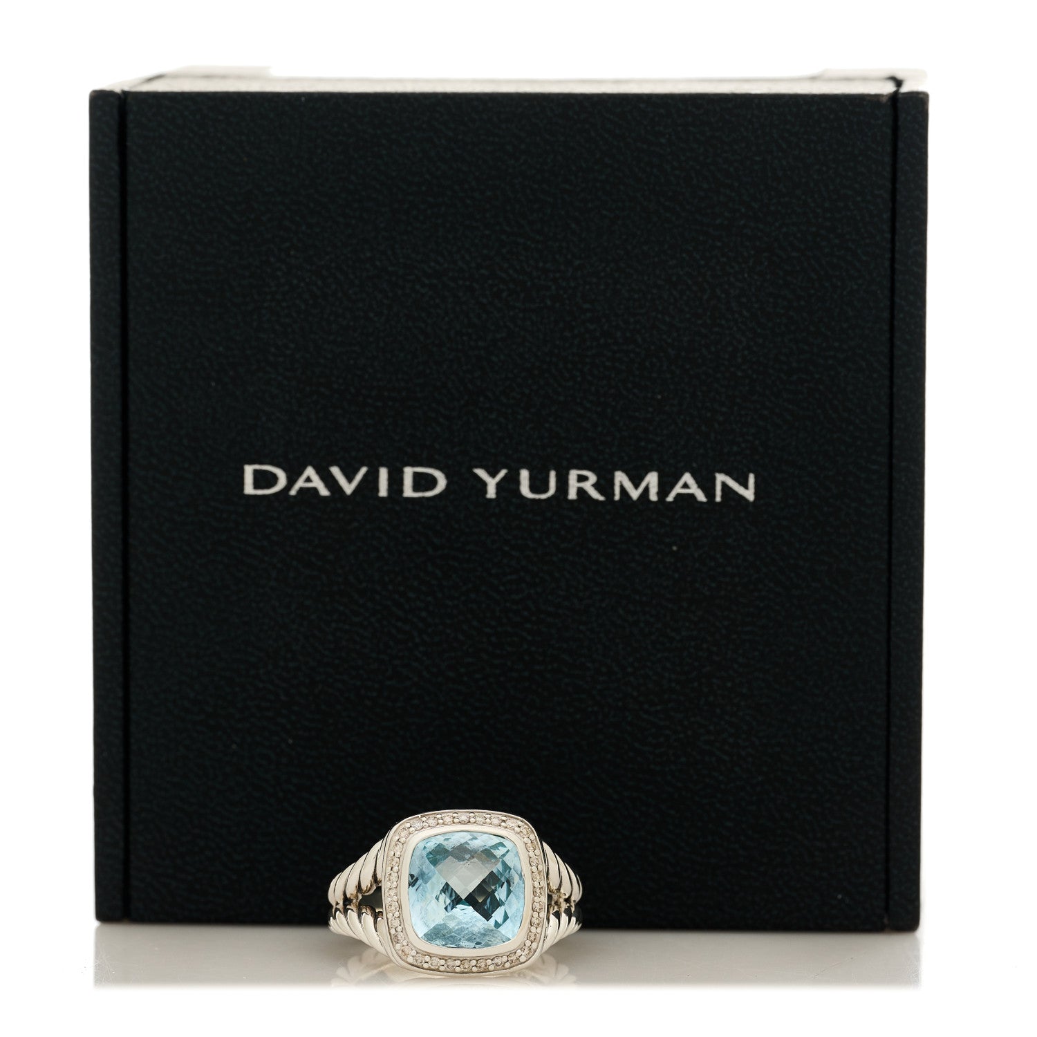 David Yurman Sterling Silver Diamond Blue Topaz 11mm Albion Ring 59 8.75 7 of 7
