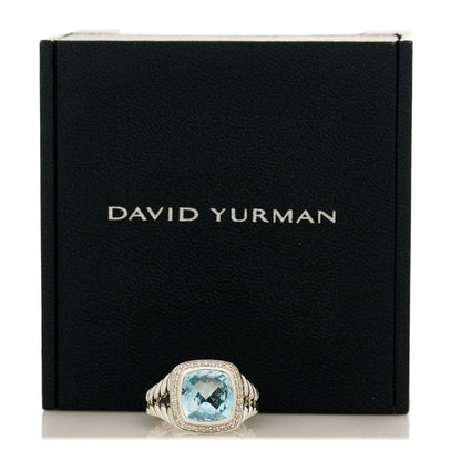 David Yurman Sterling Silver Diamond Blue Topaz 11mm Albion Ring 59 8.75 7 of 7