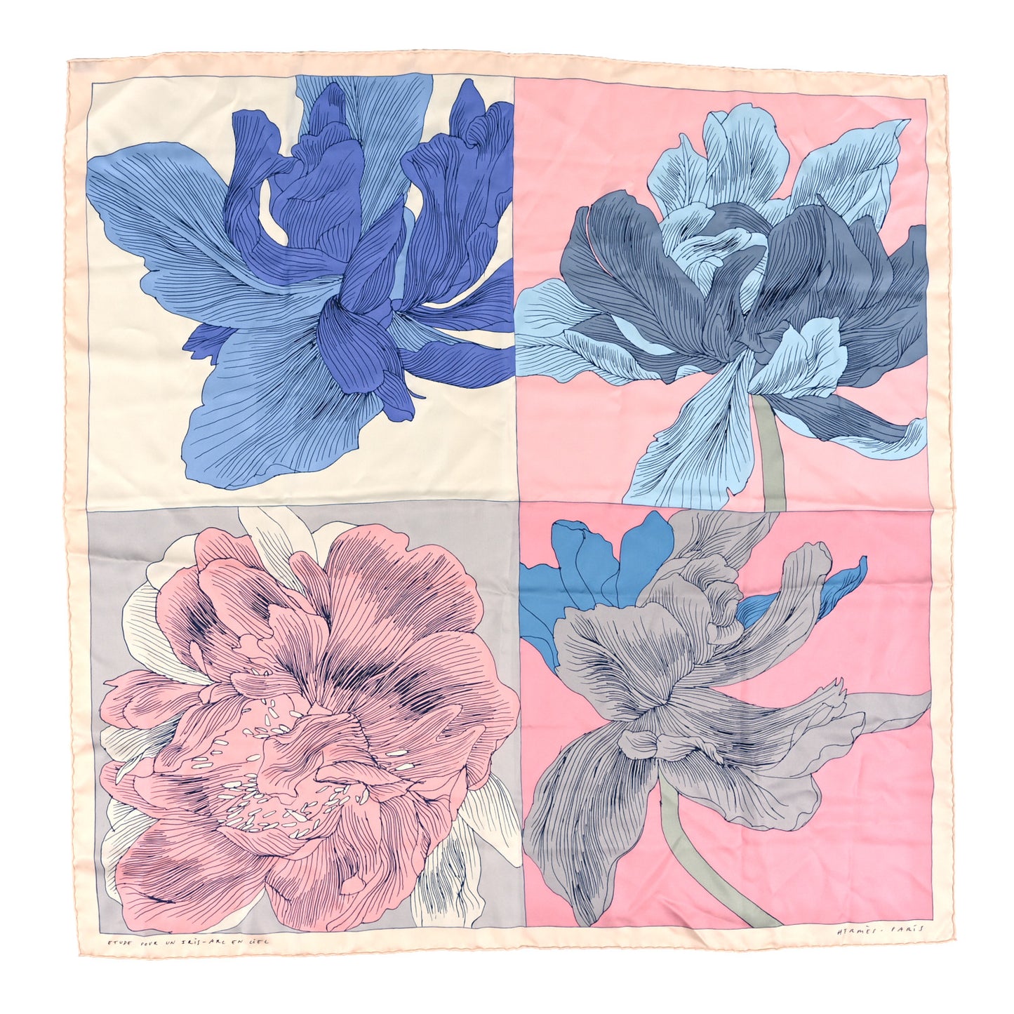 Silk Etude Pour Un Iris Arc En Ciel Scarf 90 Rose