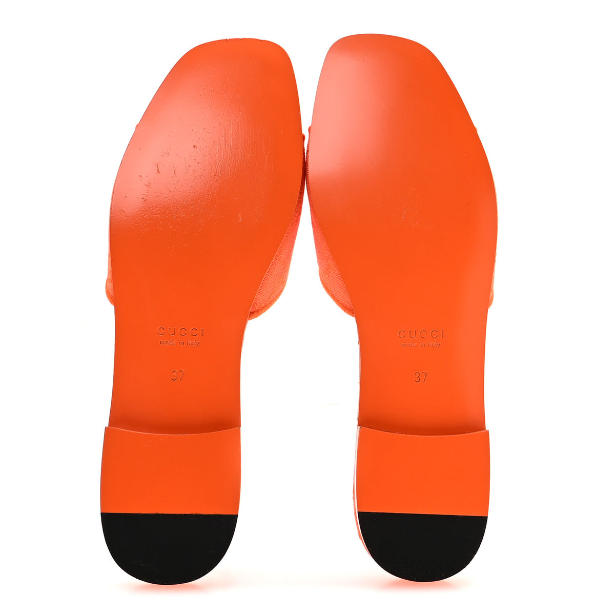 Gucci GG Canvas Interlocking G Cut Out Slide Sandals 37 Orange 6 of 8