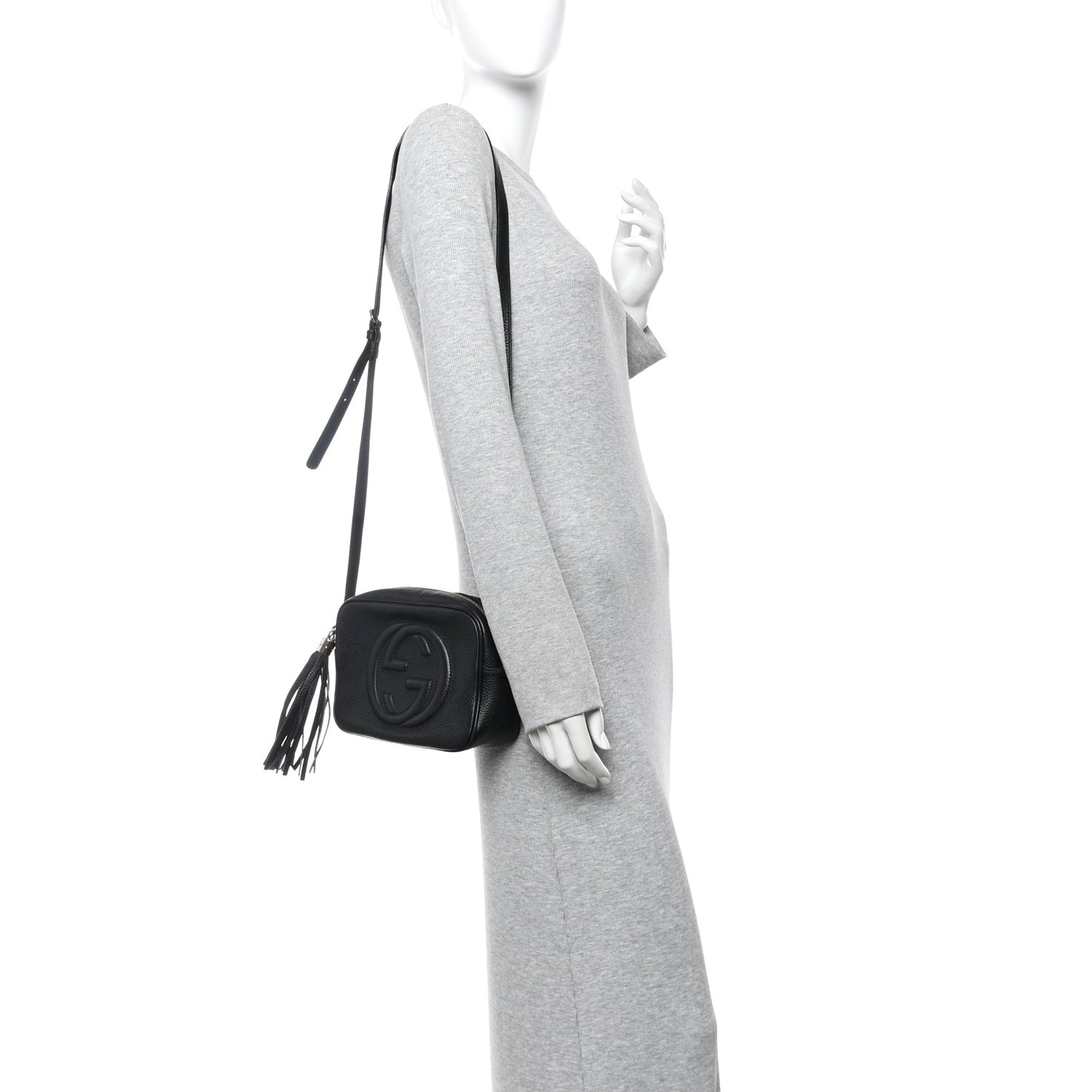 Pebbled Calfskin Small Soho Disco Bag Black