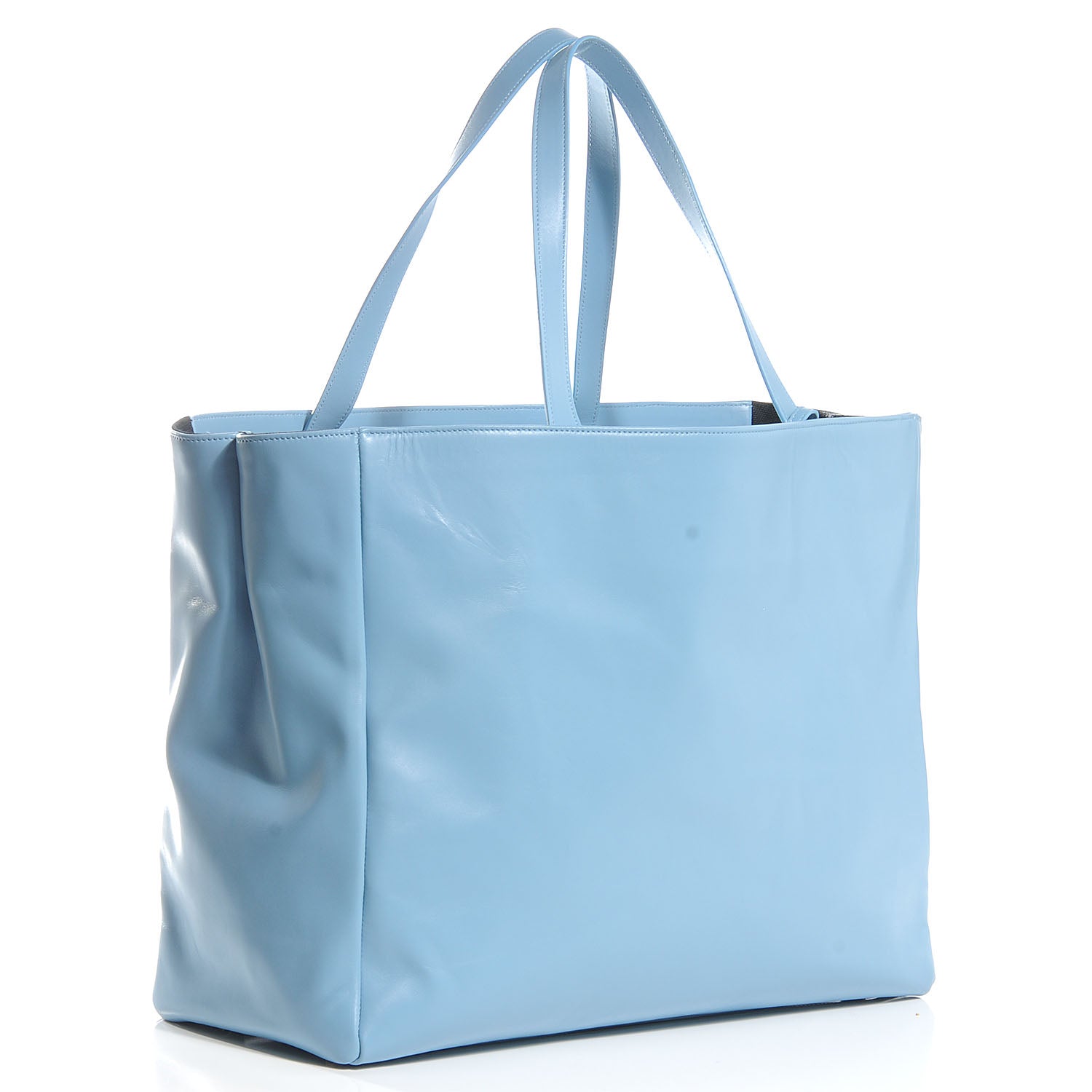 Saint Laurent Leather Reversible Shopper Tote Sky Blue 3 of 9
