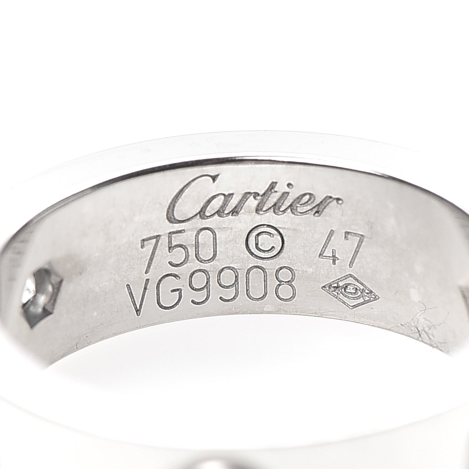 Cartier 18K White Gold 3 Diamond 5.5mm LOVE Ring 47 4 4 of 5