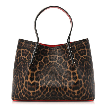 Christian Louboutin Calfskin Empire Leopard Print Spiked Small Cabarock Shopper Tote Brown 1 of 9