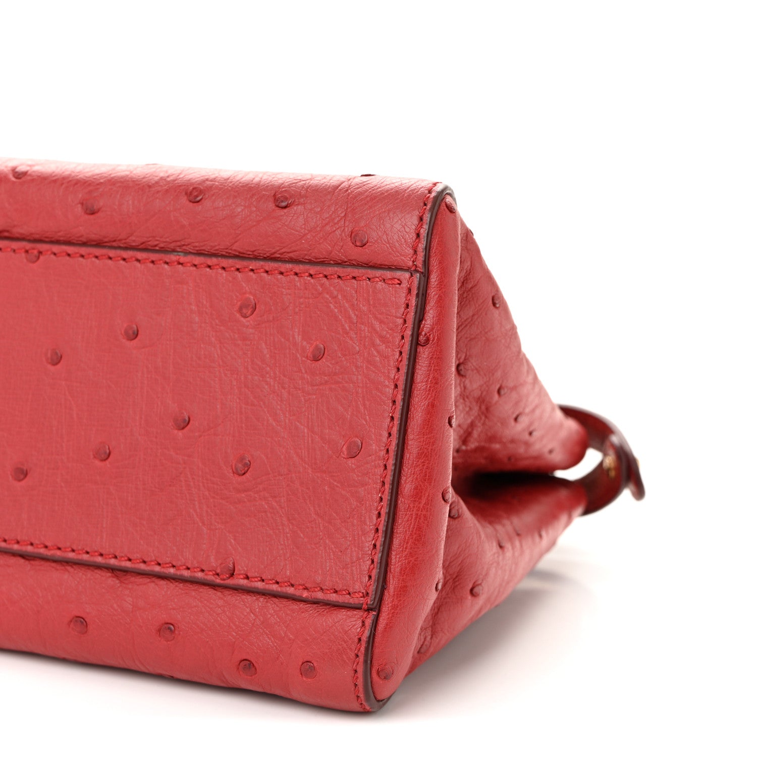 Fendi Ostrich Shiny Nappa Mini Peekaboo Iconic Satchel Fragola 10 of 10