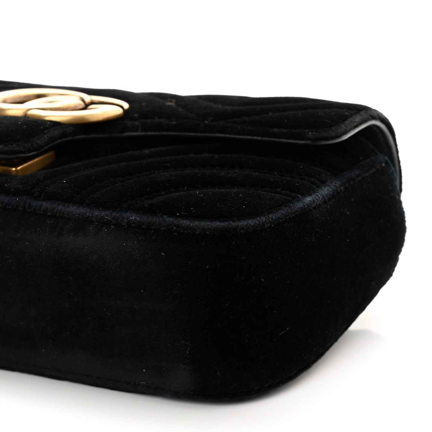 Velvet Matelasse Mini GG Marmont Shoulder Bag Black