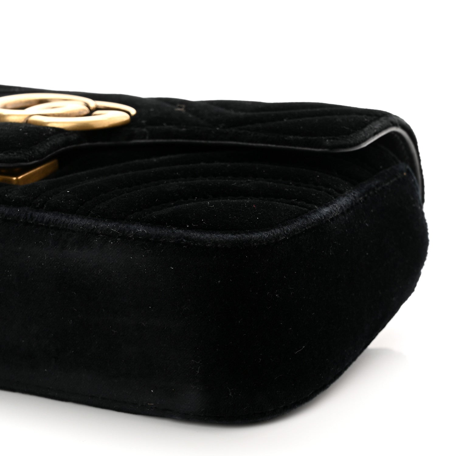 Gucci Velvet Matelasse Mini GG Marmont Shoulder Bag Black 10 of 10