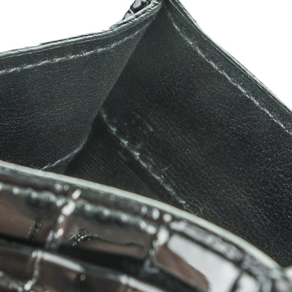 Prada Calfskin Crocodile Embossed Card Case Black 8 of 8