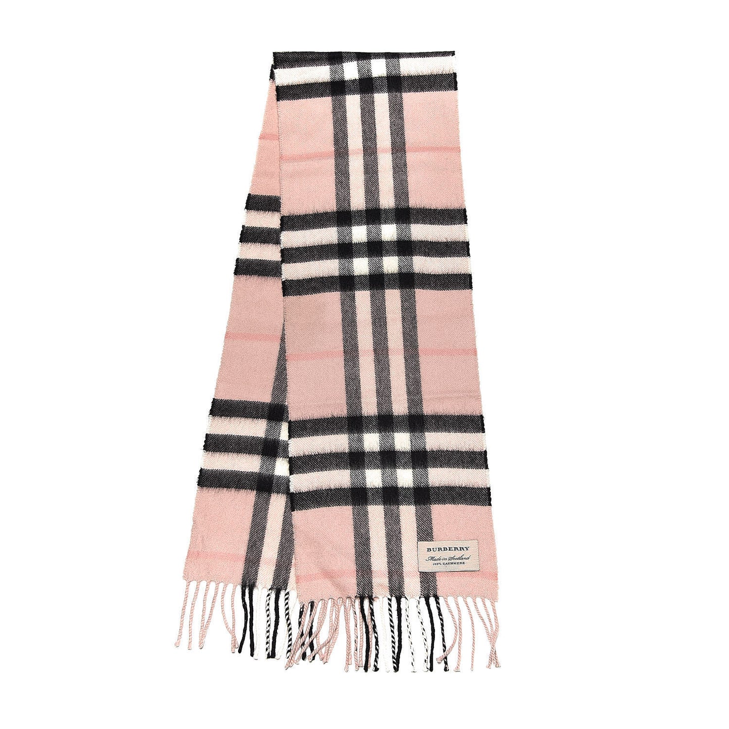 Cashmere Giant Heritage Check Fringe Scarf Ash Rose