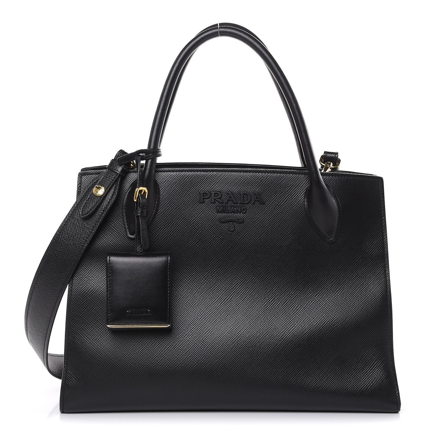 Prada Saffiano Cuir Calfskin Large Monochrome Top Handle Tote Black 1 of 13