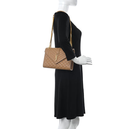 Saint Laurent Grain De Poudre Textured Mixed Matelasse Medium Triquilt Monogram Satchel Cork 2 of 10