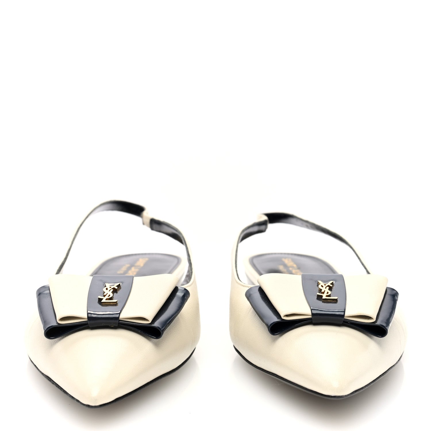 Saint Laurent Belfagor Anais Slingback Flats 39 Navy Pearl 3 of 8