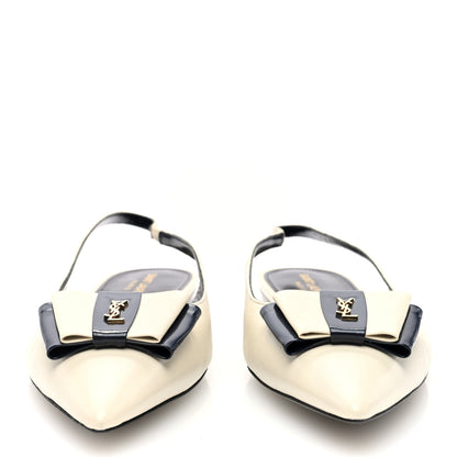 Saint Laurent Belfagor Anais Slingback Flats 39 Navy Pearl 3 of 8