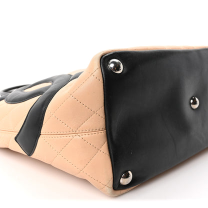 Chanel Calfskin Quilted Large Cambon Tote Beige Black 9 of 10
