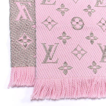 Louis Vuitton Wool Silk Logomania Shine Scarf Pink 2 of 4