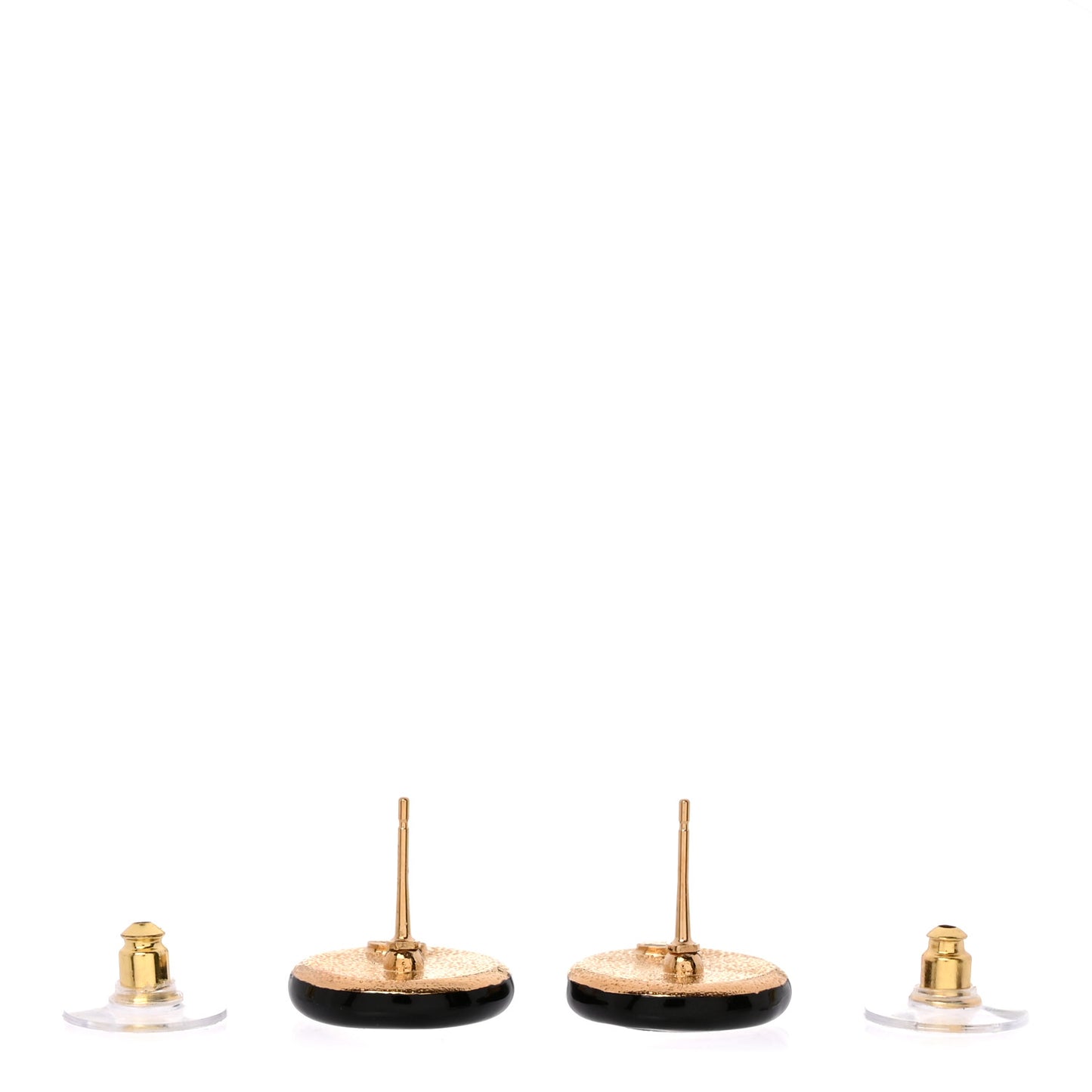 Enamel CC Stud Earrings Gold Black White