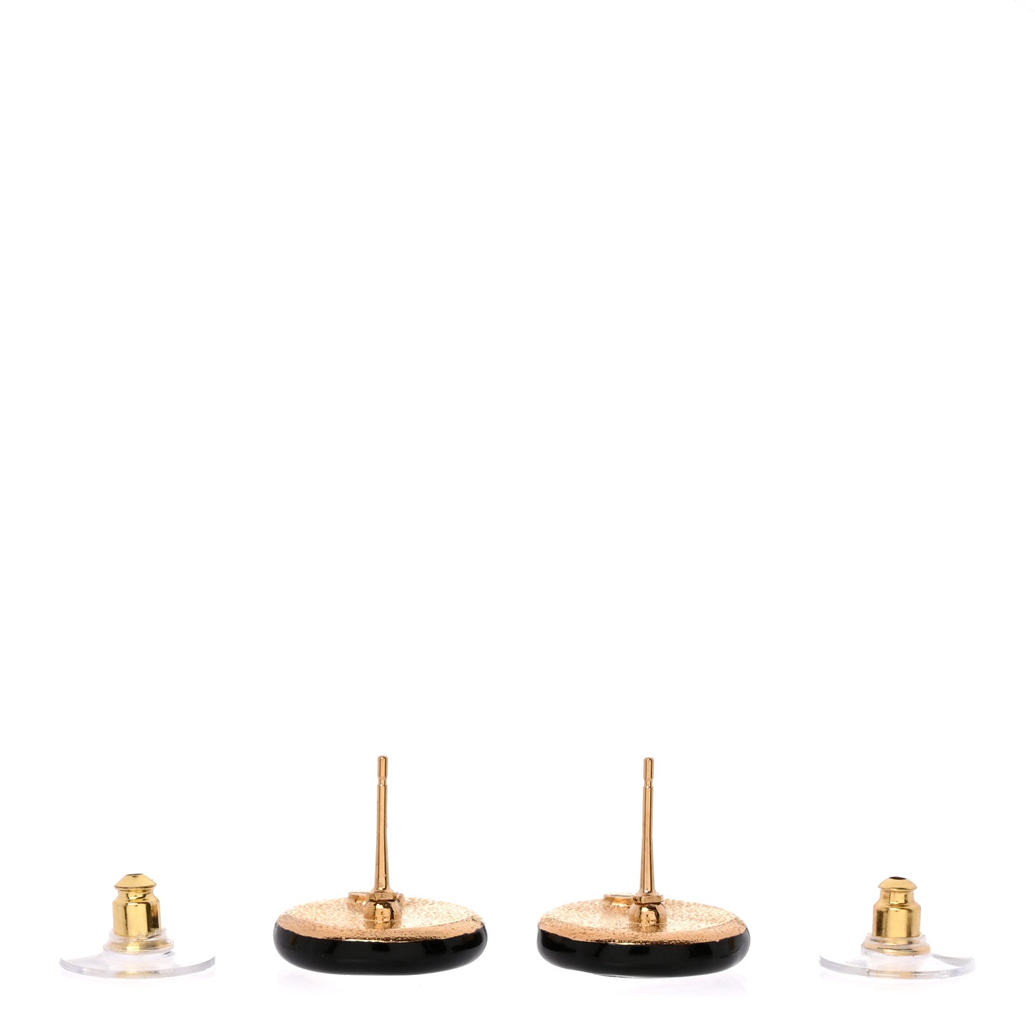 Chanel Enamel CC Stud Earrings Gold Black White 3 of 5