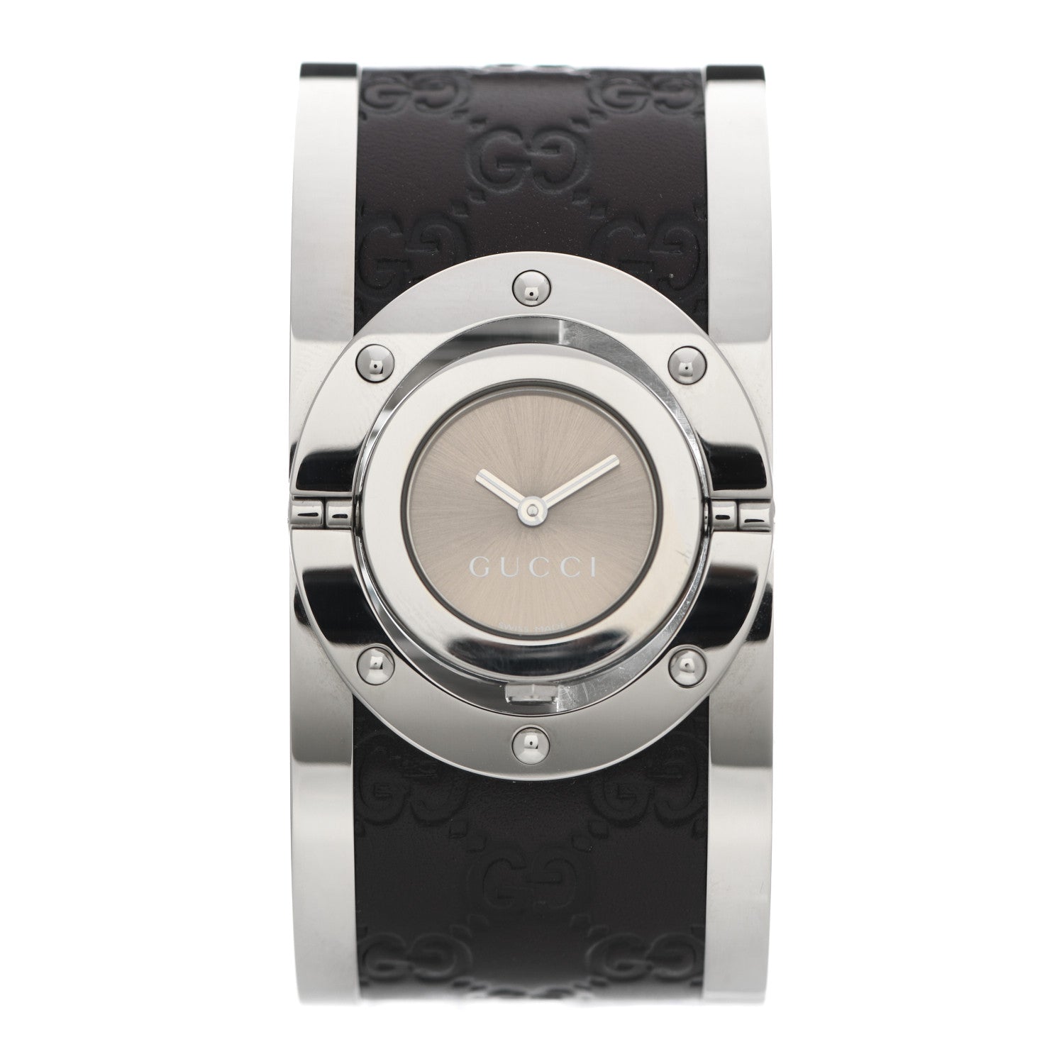 Gucci Stainless Steel Calfskin 33mm Twirl Quartz Watch Brown 1 of 5