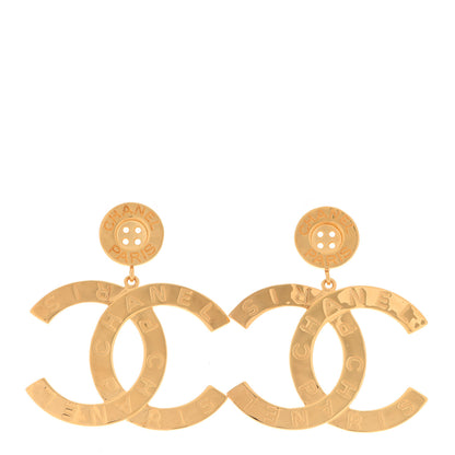 Chanel Metal Large Paris Button Earrings Gold 1 of 5